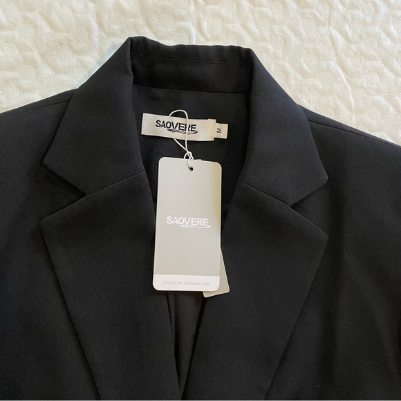 NWT Saovere Black Blazer Single Button Women’s Polyester Formal Medium Business - Picture 1 of 10